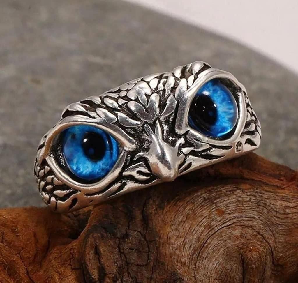 SILVERKART™  Adjustable Silver Owl Ring for Men
