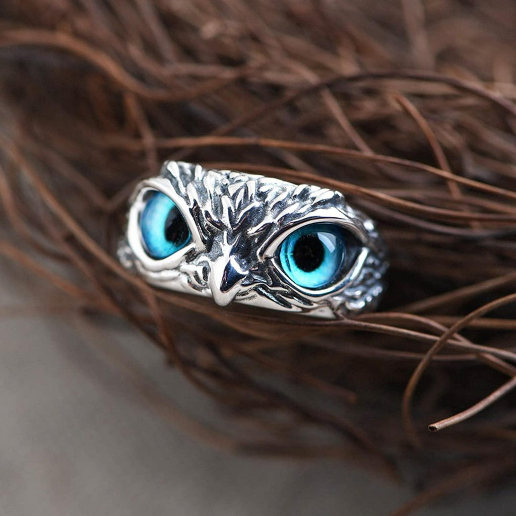 SILVERKART™  Adjustable Silver Owl Ring for Men
