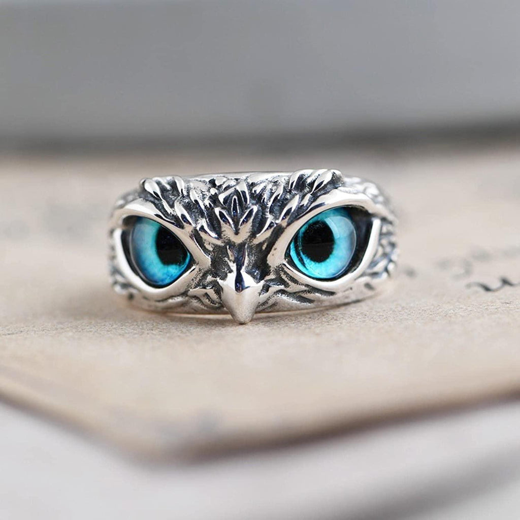 SILVERKART™  Adjustable Silver Owl Ring for Men